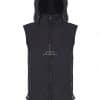 Black rain waistcoat with pockets and  integrated hood