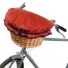 Red BIke basket cover on bike