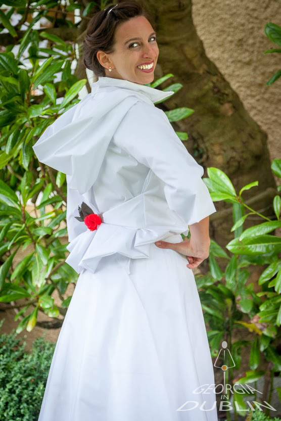 Comprised of the Bronte jacket and a long white Rainwrap this waterproof wedding ensemble is so effective and striking the rain may not dare come near!!