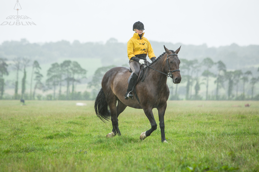 Yellow Bronte Elegant Equestrian Rain Jacket on horse